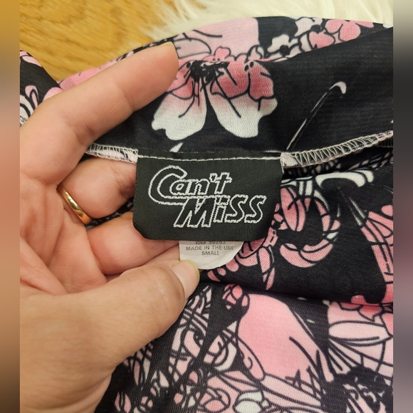 Vintage Pink and Black Striped Top with Floral Skirt - Picture 4 of 8